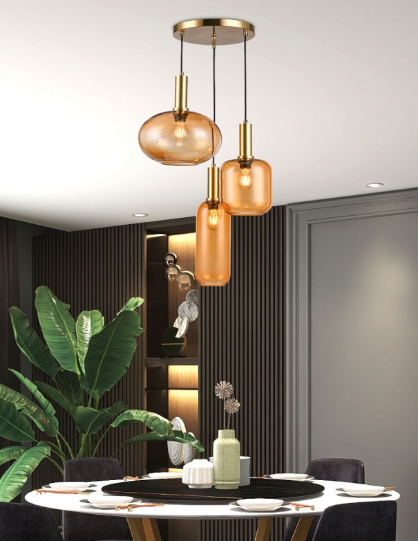 Lámpara colgante a 3 alturas