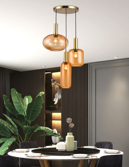 Lámpara colgante a 3 alturas