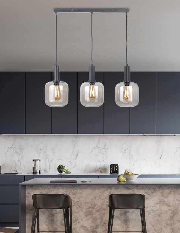 Lámpara lineal de 3 luces con tulipas de 20 CM