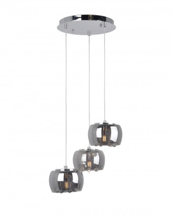 Lámpara con caídas en cascada y base de 30cm cromada.