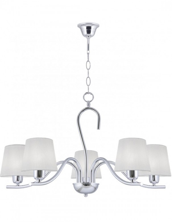 Lámpara de 5 luces acabado cromo con pantallas
