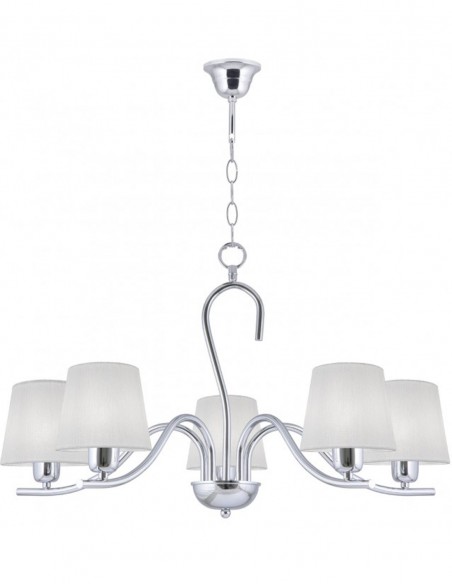 Lámpara de 5 luces acabado cromo con pantallas