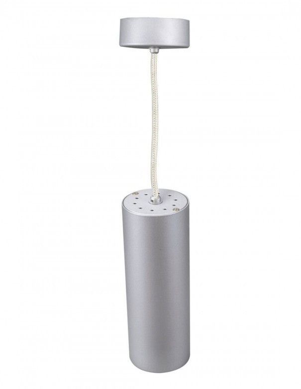 Lámparas suspendidas de aluminio gris.