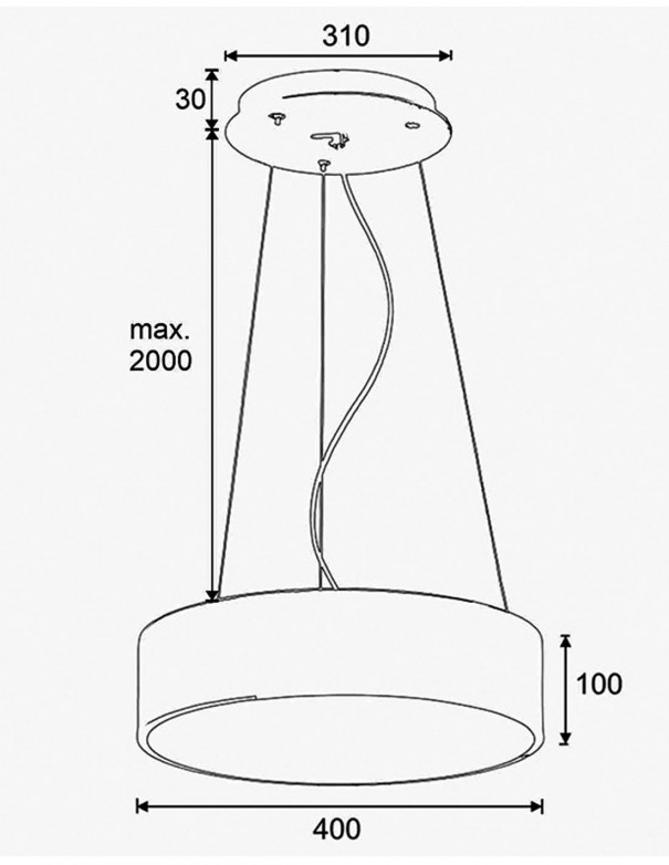 Lámpara led regulable en altura color negra con tensores de acero