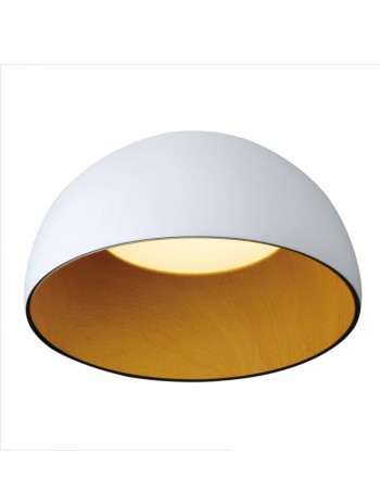 Plafón de diseño con led integrado blanco con interior efecto madera