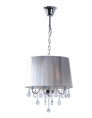 Lámpara colgante con pantalla de hilo plata y cristales