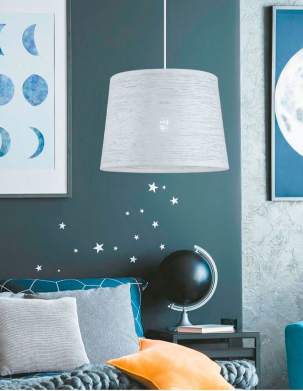 Lámpara colgante blanca de metal calado