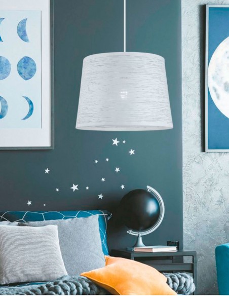 Lámpara colgante blanca de metal calado