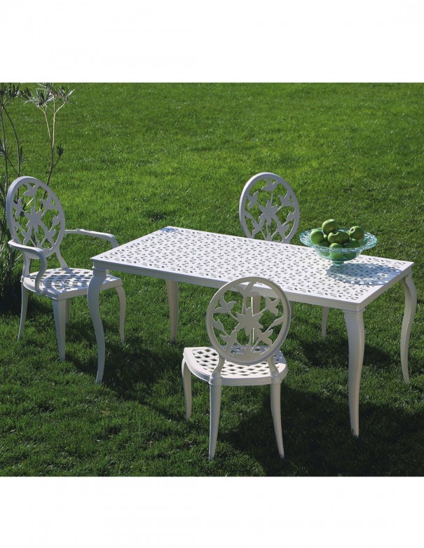 Mesa Kenia de aluminio pintado en blanco