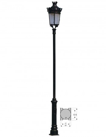 Farola con cabezal isabelino alto