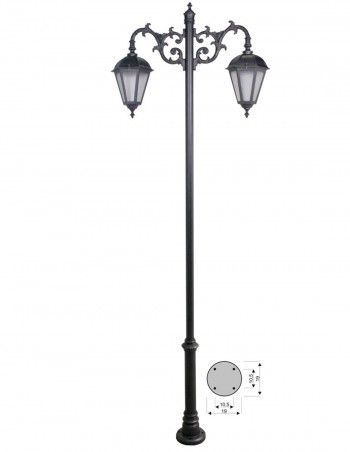 Farola 2 cabezales hacia abajo y brazo largo