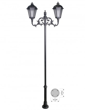 Farolas con brazo largo realizado en fundición