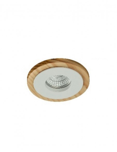 Foco de empotrar con bisel en madera