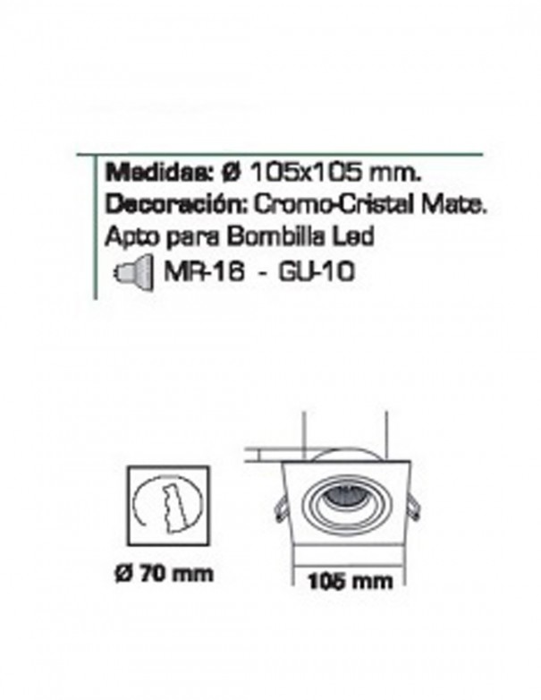 Empotrable cristal mate más bisel cromado