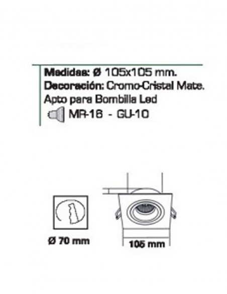 Empotrable cristal mate más bisel cromado