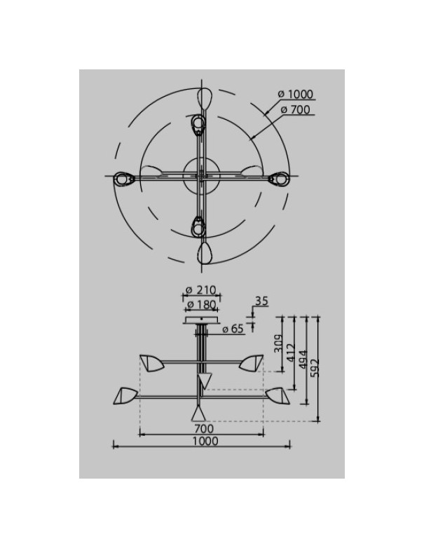 Capuccina Mantra Lámpara 8 Luces Negra
