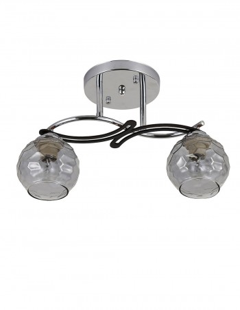 Plafón de techo de 2 lunes en metal cromo/wengué