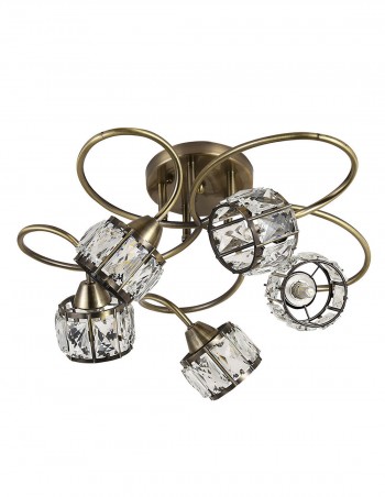 Lámpara plafón con tulipas metálicas con cristal