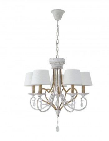 Lampara 5 luces decapé y dorado