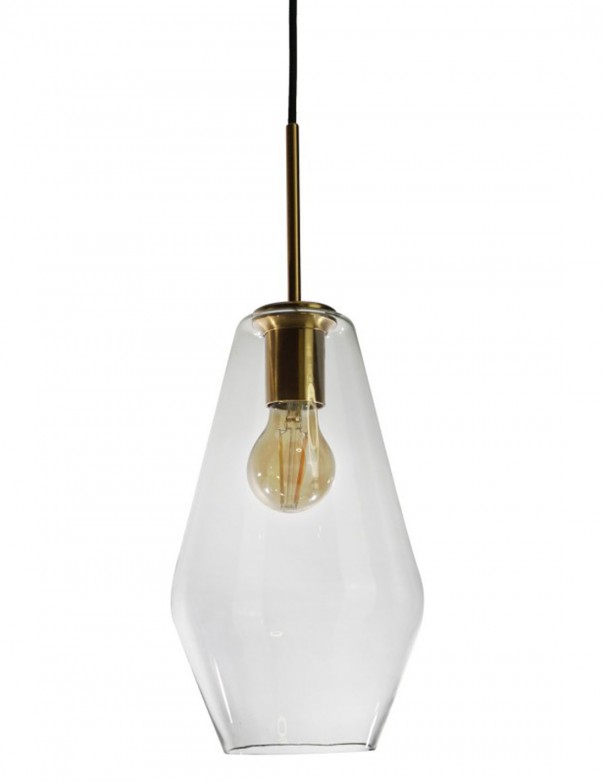 Lámpara con cristal transparente acabado bronce