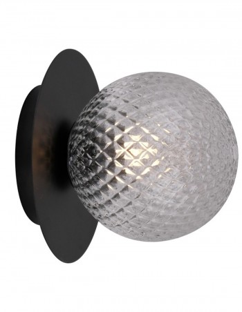 Aplique/plafón negro con tulipa de cristal