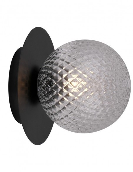 Aplique/plafón negro con tulipa de cristal