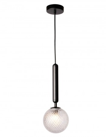 Lámpara colgante negro con cristal texturizado