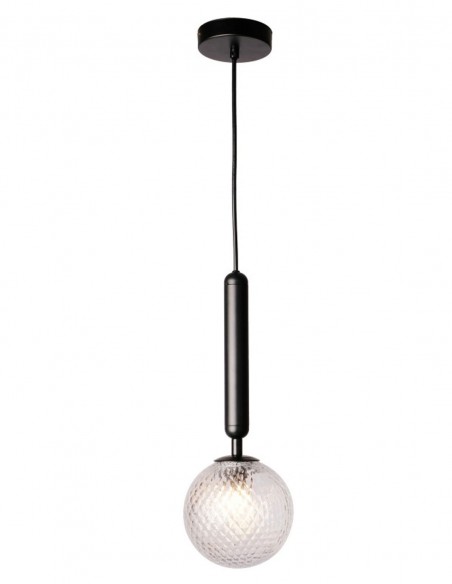 Lámpara colgante negro con cristal texturizado