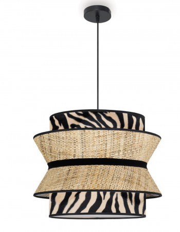 Lámpara de techo tejido cebra piedra y banana