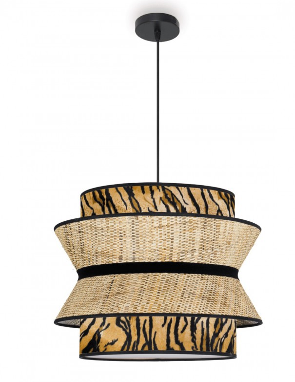 Elegante lámpara de techo con tejido imitación piel de tigre
