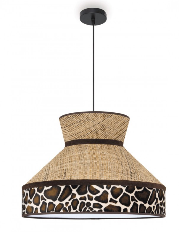 Lámpara de techo símil piel jirafa con banana