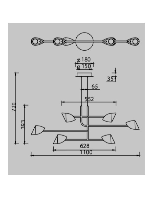 lampara 6 luces capuccina mantra