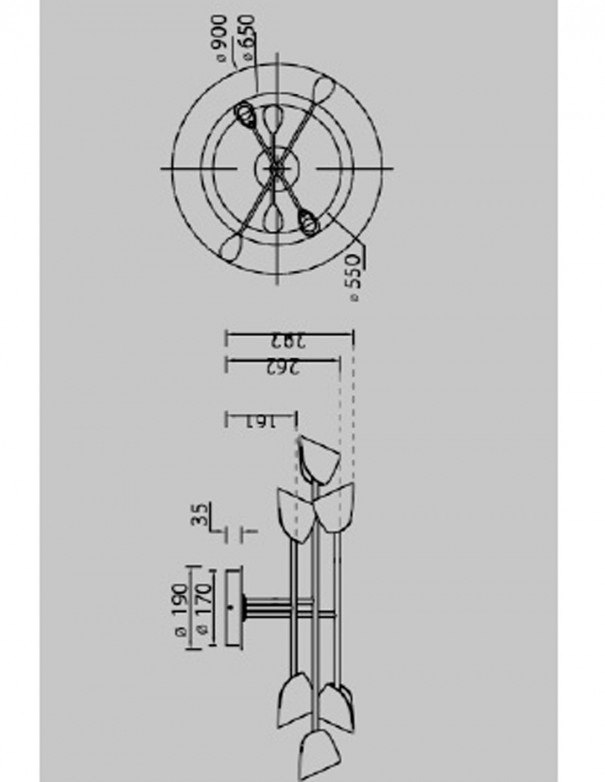Capuchina Plafón Blanco 6 Luces Mantra