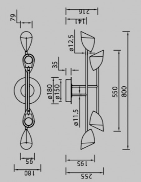 Capuccina Plafón Blanco 4 Luces Mantra