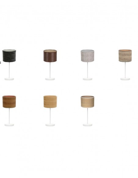 Sobremesa Pantalla de Tela Pantalla Madera Oscura Fabrilamp