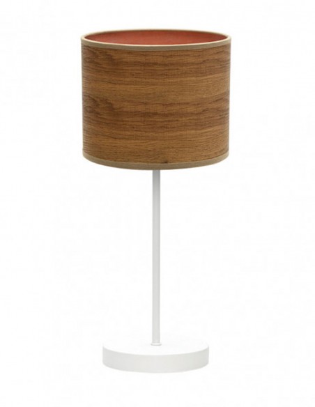 Sobremesa Pantalla de Tela Pantalla Madera Oscura Fabrilamp