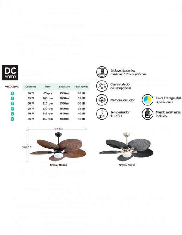 Ventilador de Techo Hoja de Palma...