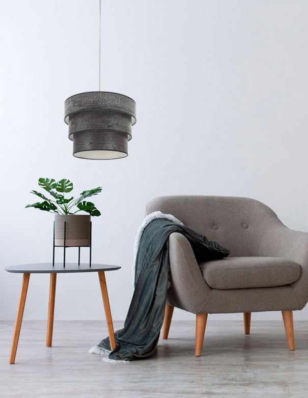 Lámpara Tejido Imitación Madera Negra...