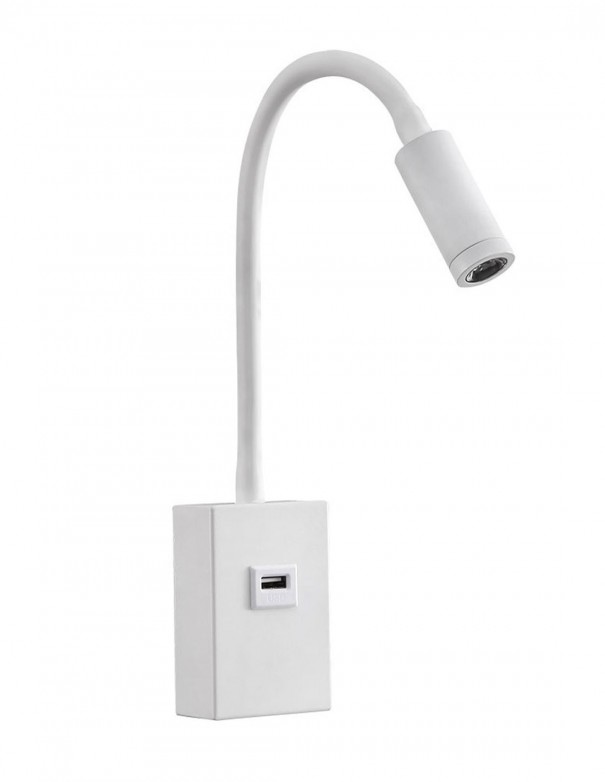 Aplique pared blanco con lector y USB