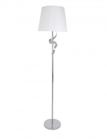 Lámpara de pie cromada con pantalla blanca
