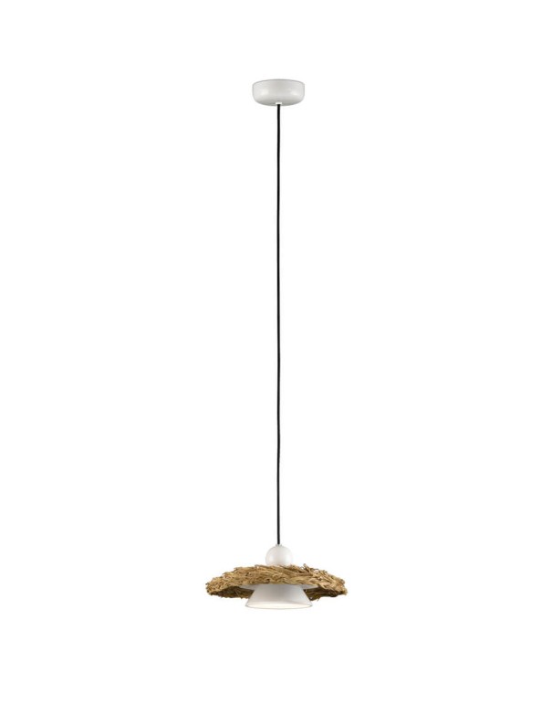 Lámpara Illa de metal y esparto