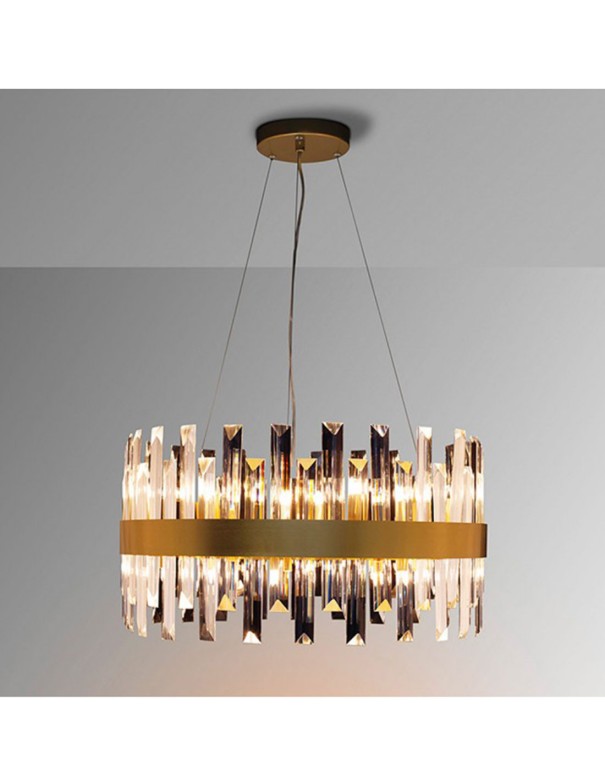 Lámpara con cristal facetado oro cepillado