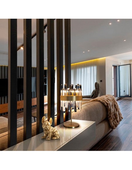 Lámpara de sobremesa dorado con cristal