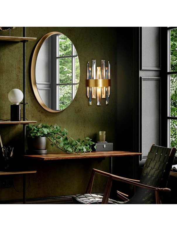 Aplique de pared oro con cristal