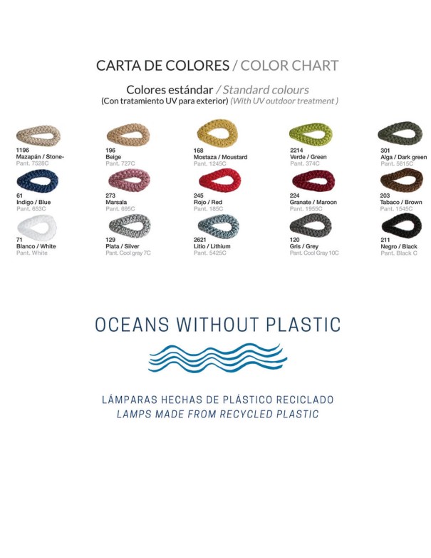 Plafón cuerda colores económico