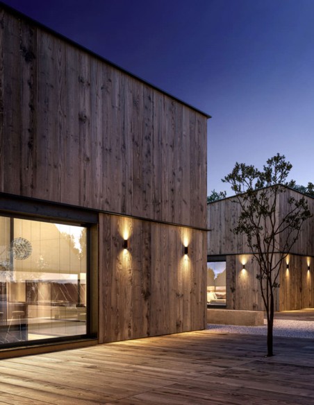 Aplique aluminio y madera exterior