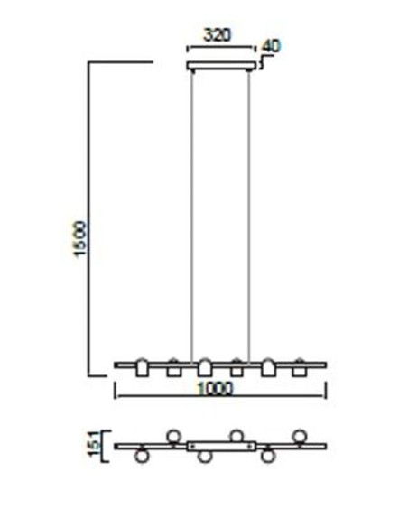 Lámpara negra lineal con bombilla led GU10