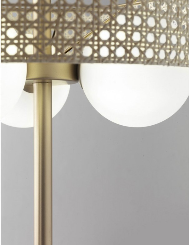 Pie de salon metal y rejilla con tulipas opales