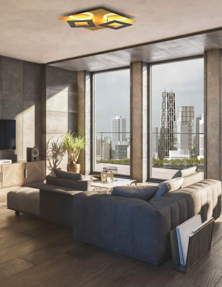 Mantra Dalia Plafón Negro Oro Orientable