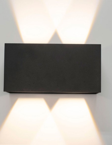 Davos Doble Aplique Exterior Negro 4000K